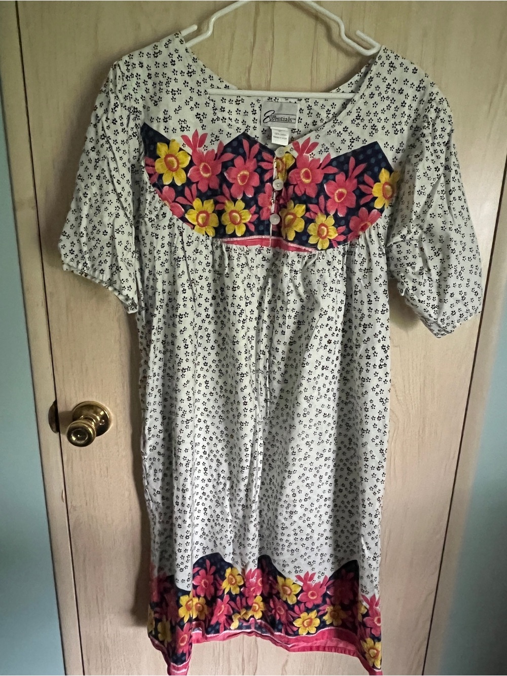 Vintage Easy Essentials Floral Cotton MuuMuu Cover Up House Coat Sz XL